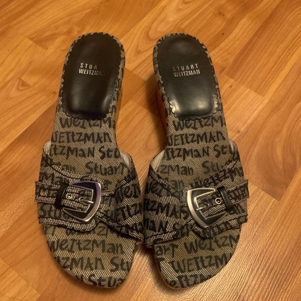 Black and Tan Stuart Weitzman Sandals